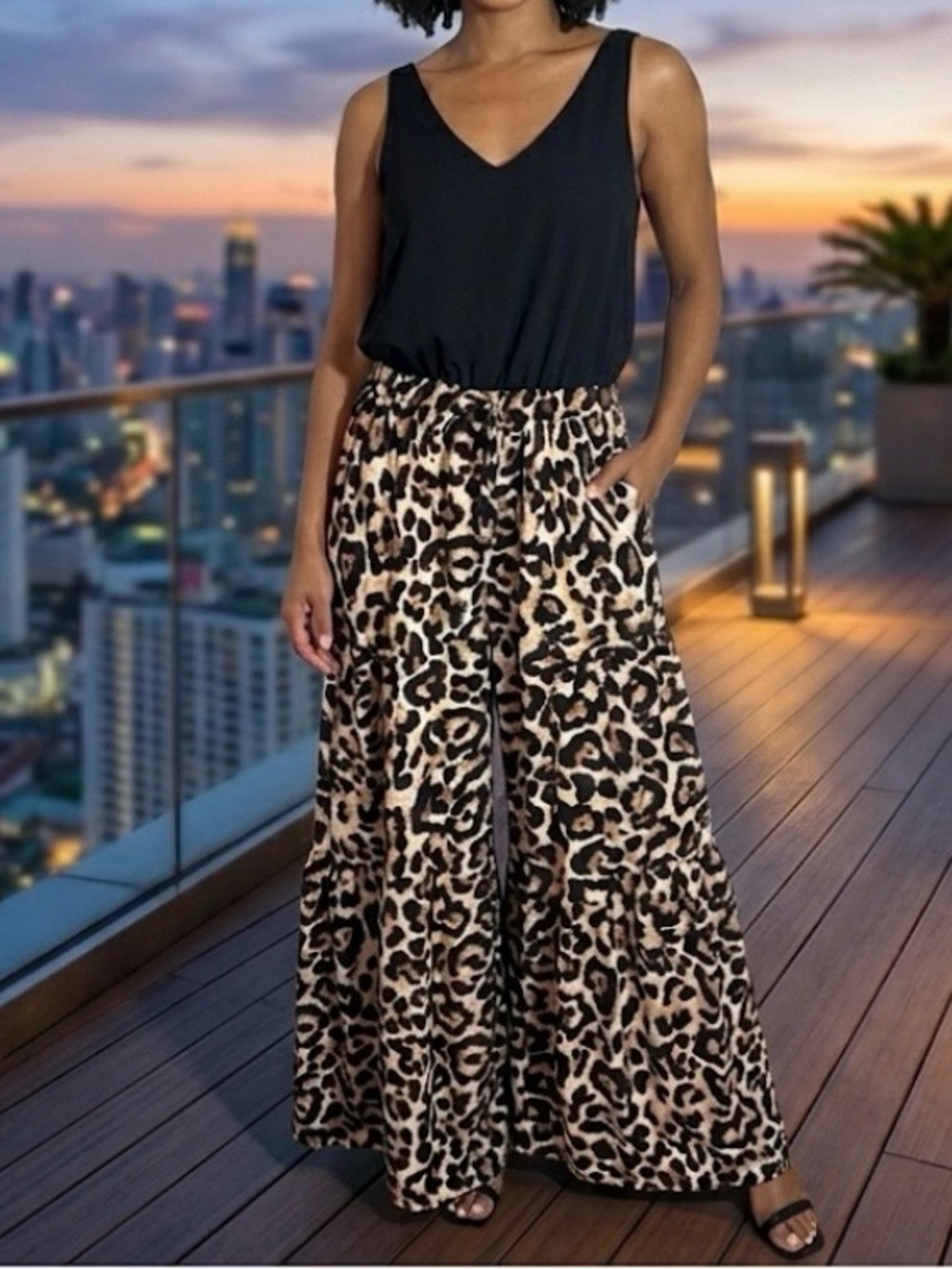 Leopard Luxe Wide-Leg Jumpsuit – Effortless Glam. No pockets